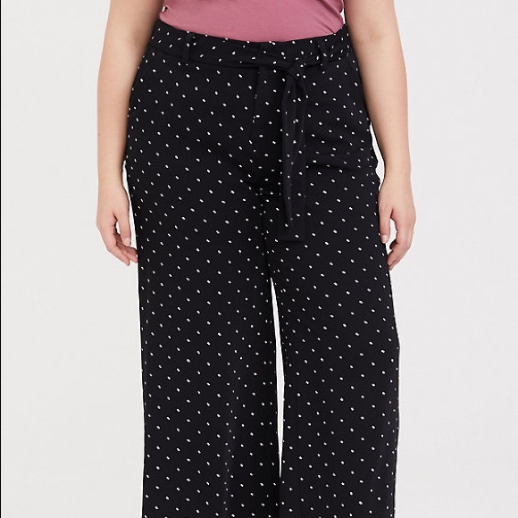 torrid Pants - Black Dotted Crepe Wide Leg Pant